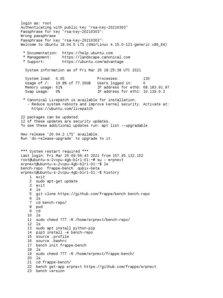 ERPNext Installation on Ubuntu 18.04 | PDF | Computer Science | Linux