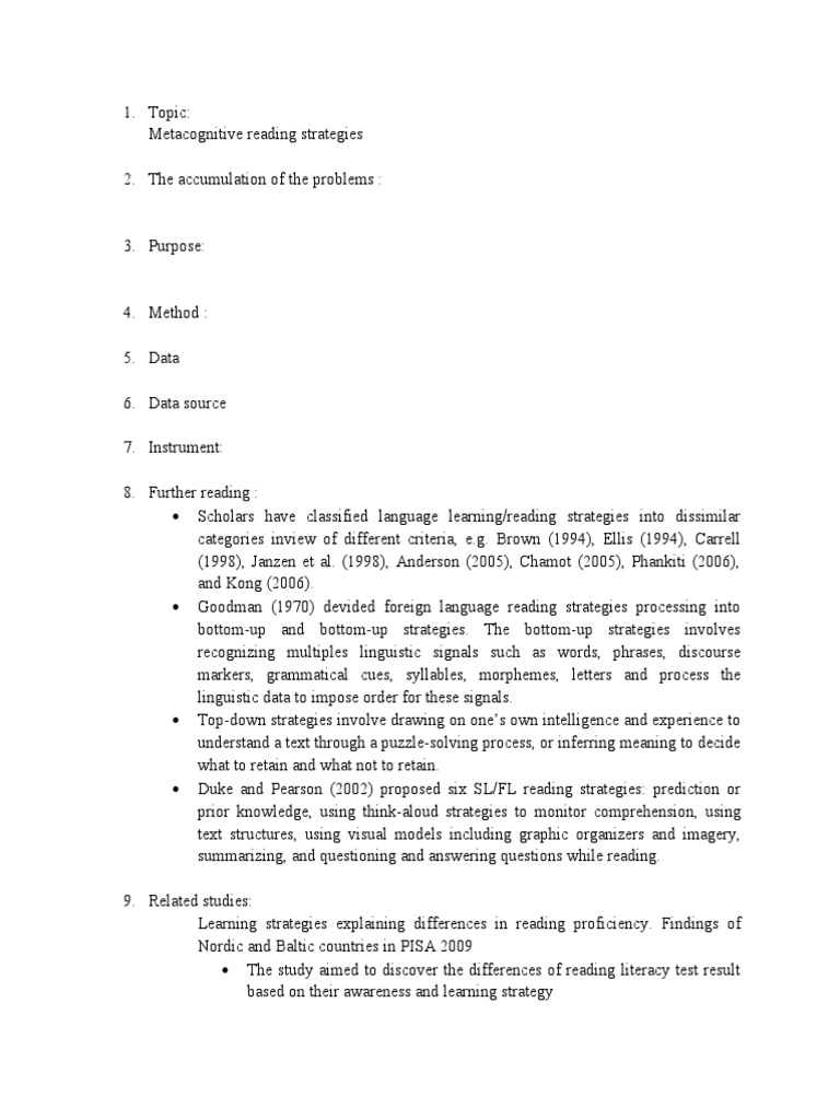 Metacognitive Reading Strategies | Download Free PDF | Metacognition ...