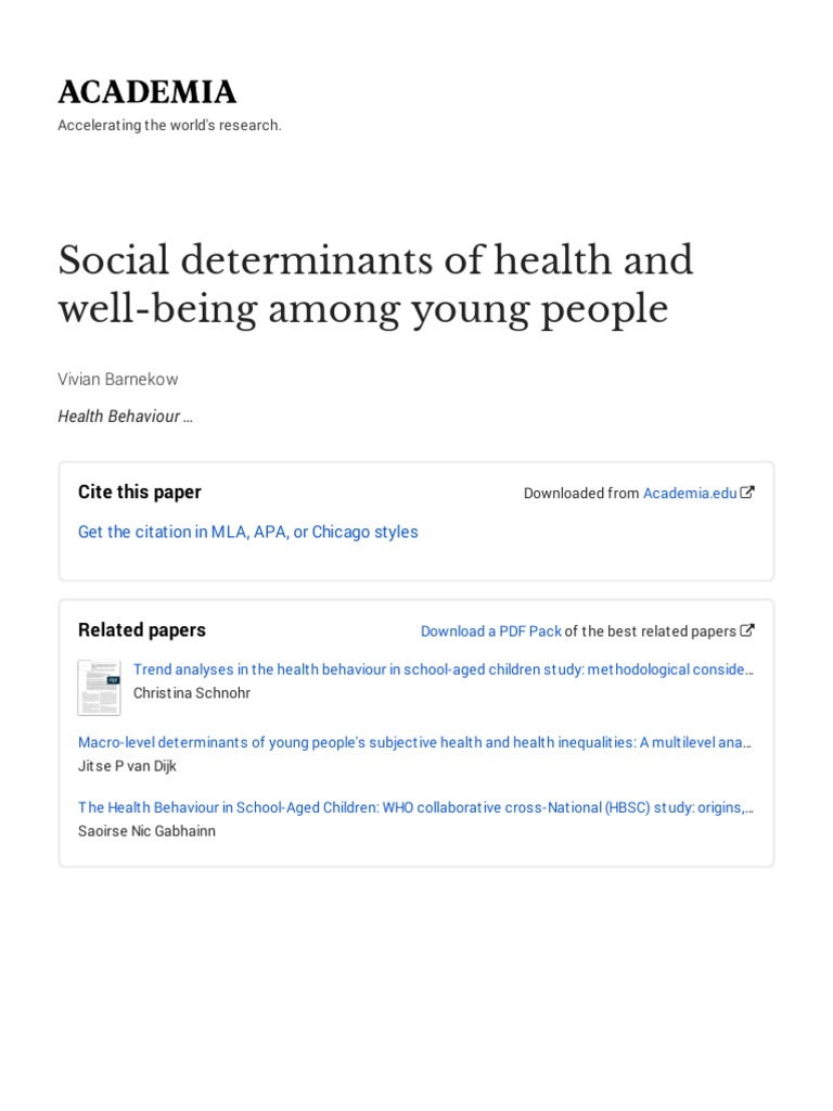 Social Determinants of Health and Well-Being Among Young People | PDF ...