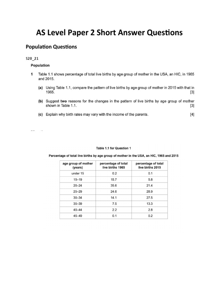 Paper 2 Short Answer Questions | PDF