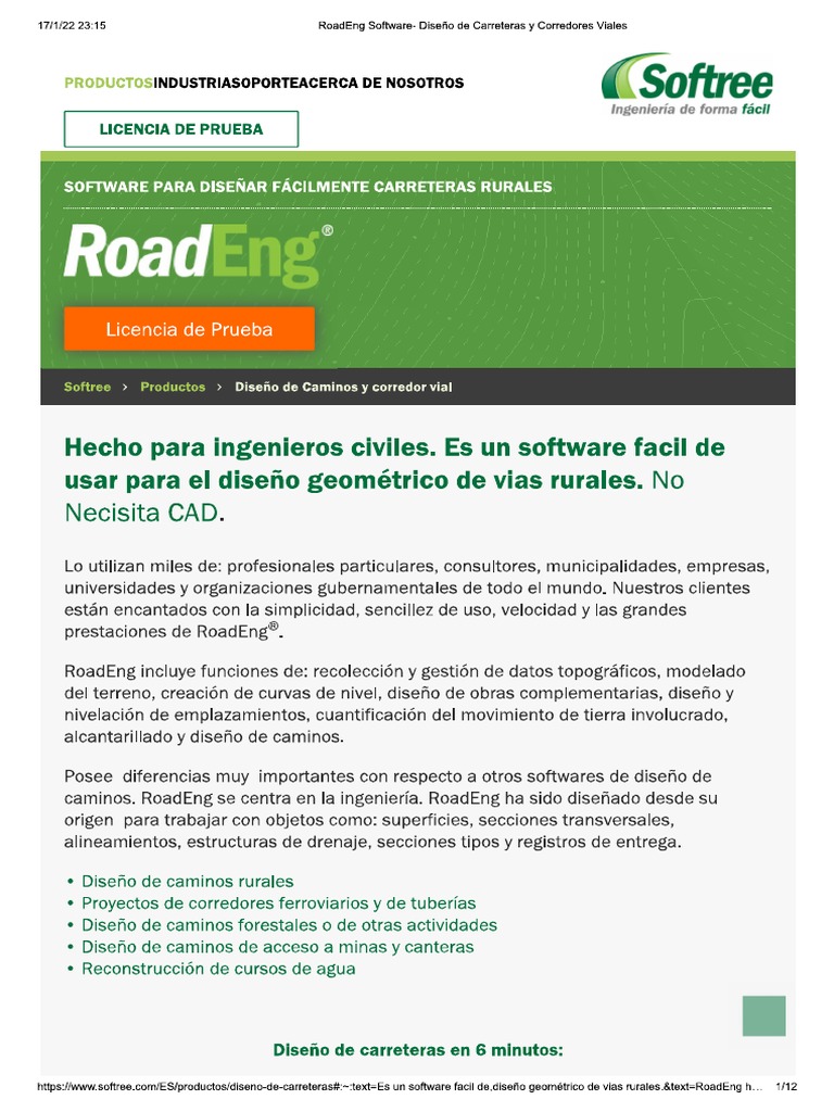 RoadEng Software - Diseño de Carreteras y Corredores Viales1 1 | PDF