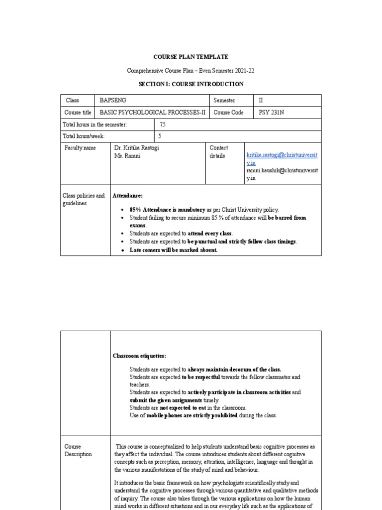Basic Psychological Processes II Plan | PDF | Perception | Intelligence