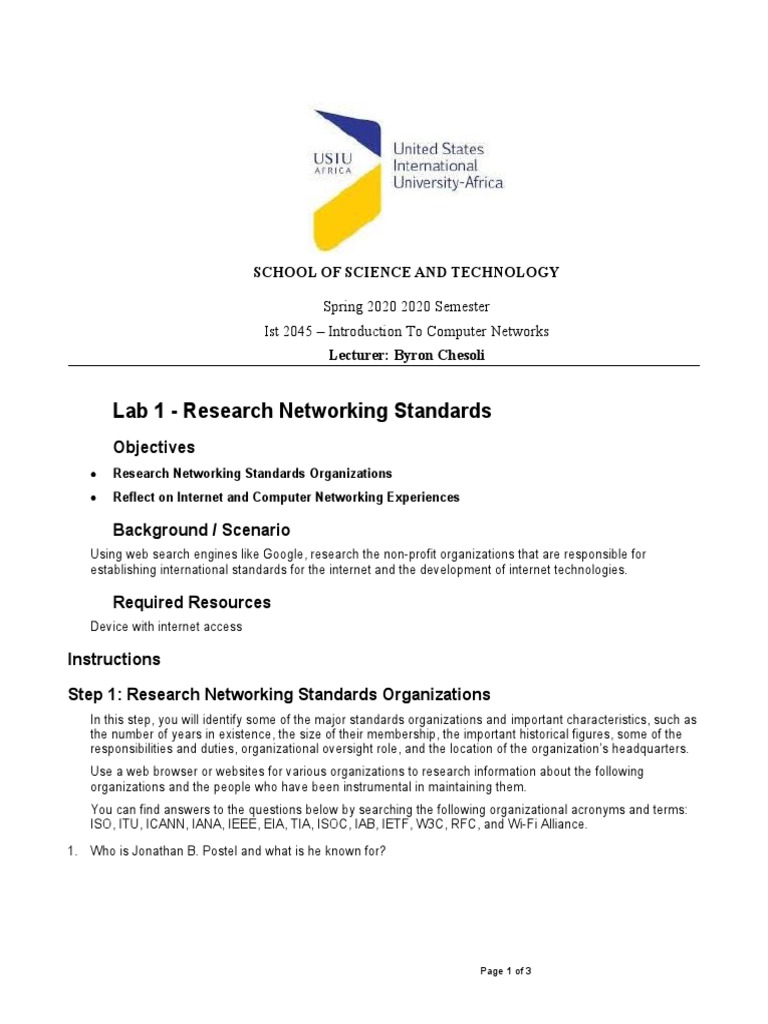 Lab 1 Research Networking Standards PDF Domain Name