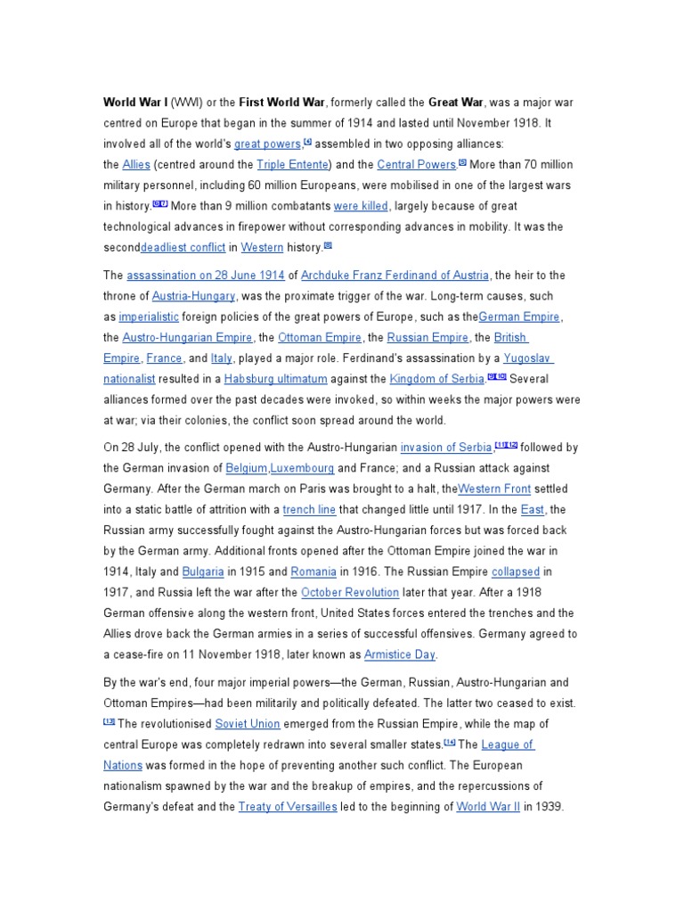 World War I | PDF | Allies Of World War I | World War I