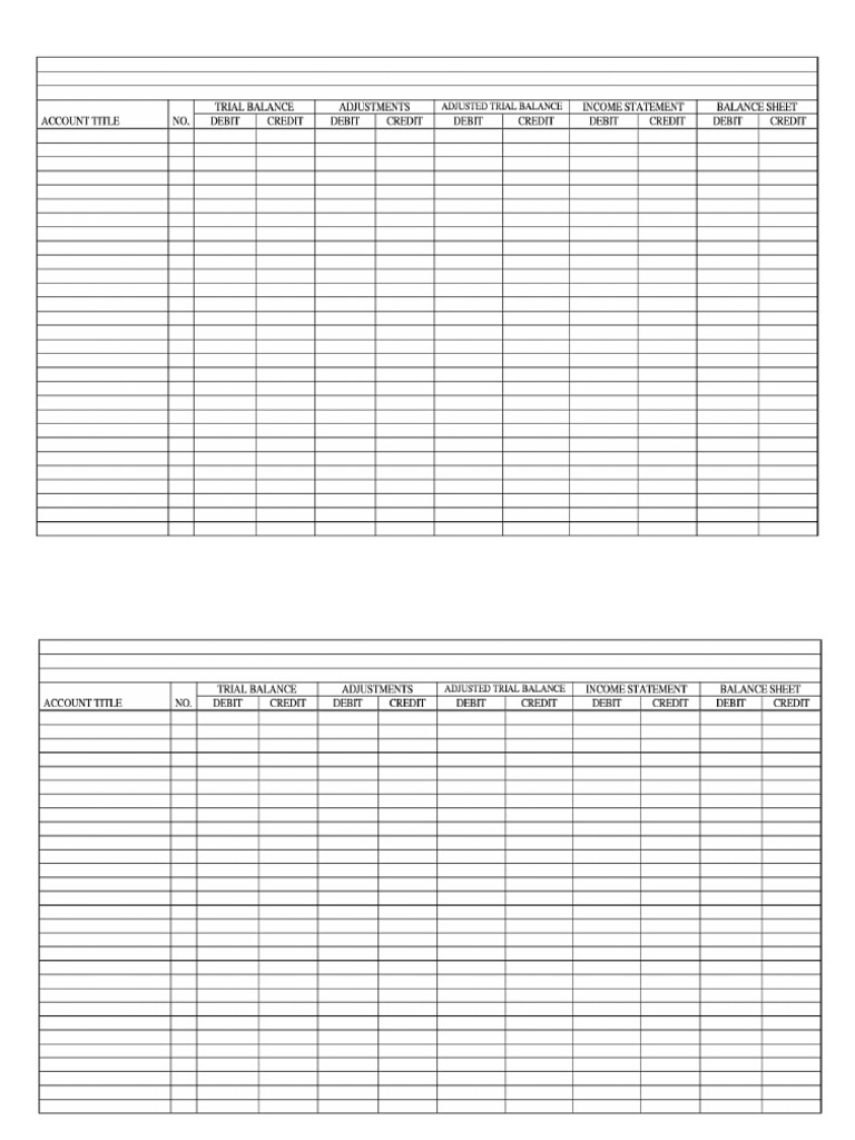 10 Column Worksheet PDF