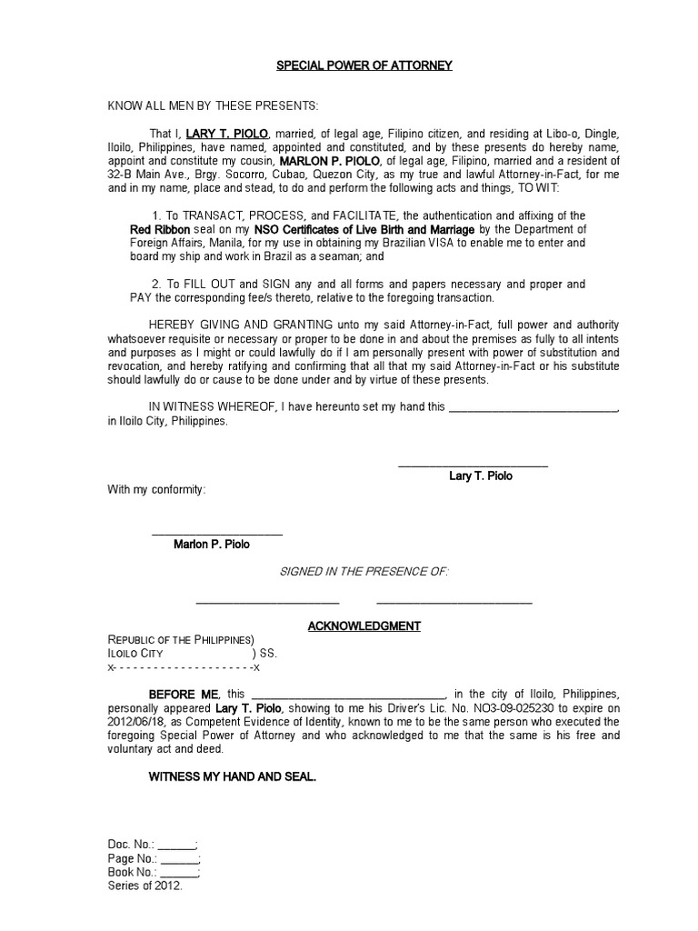 SPA DFA Red Ribbon PDF Power Of Attorney Justice