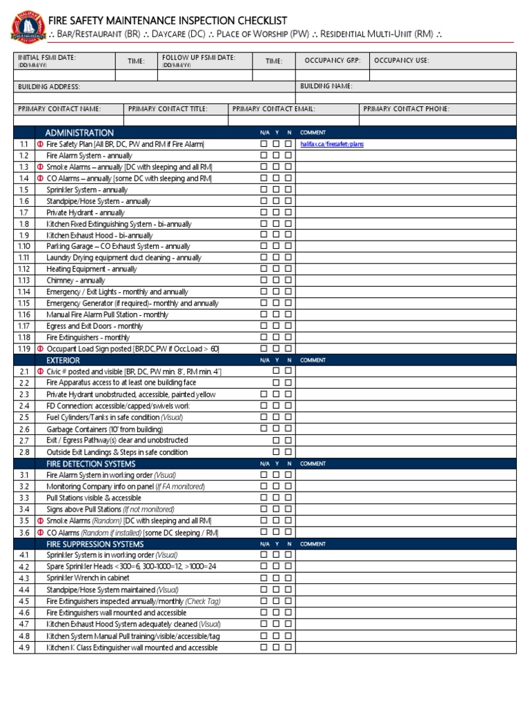 Fire Safety Maintenance Checklist | PDF | Chimney | Fire Safety