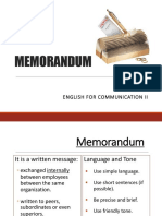 Memorandum: PBI10202 English For Communication Ii