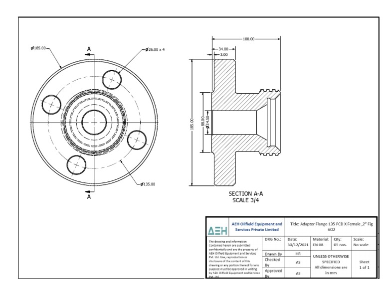ADAPTER FLANGE 135 PCD X Female, '2' Fig 602 PDF