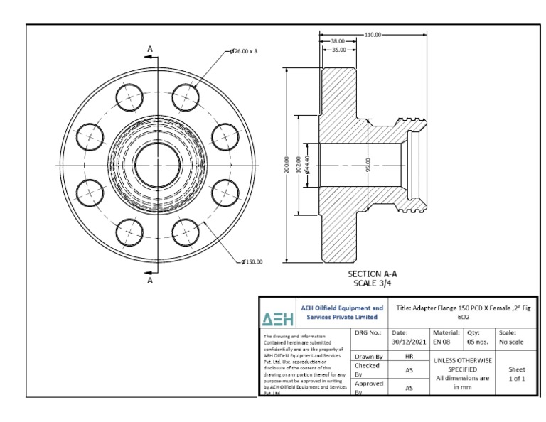 ADAPTER FLANGE 150 PCD X Female, '2' Fig 602 PDF