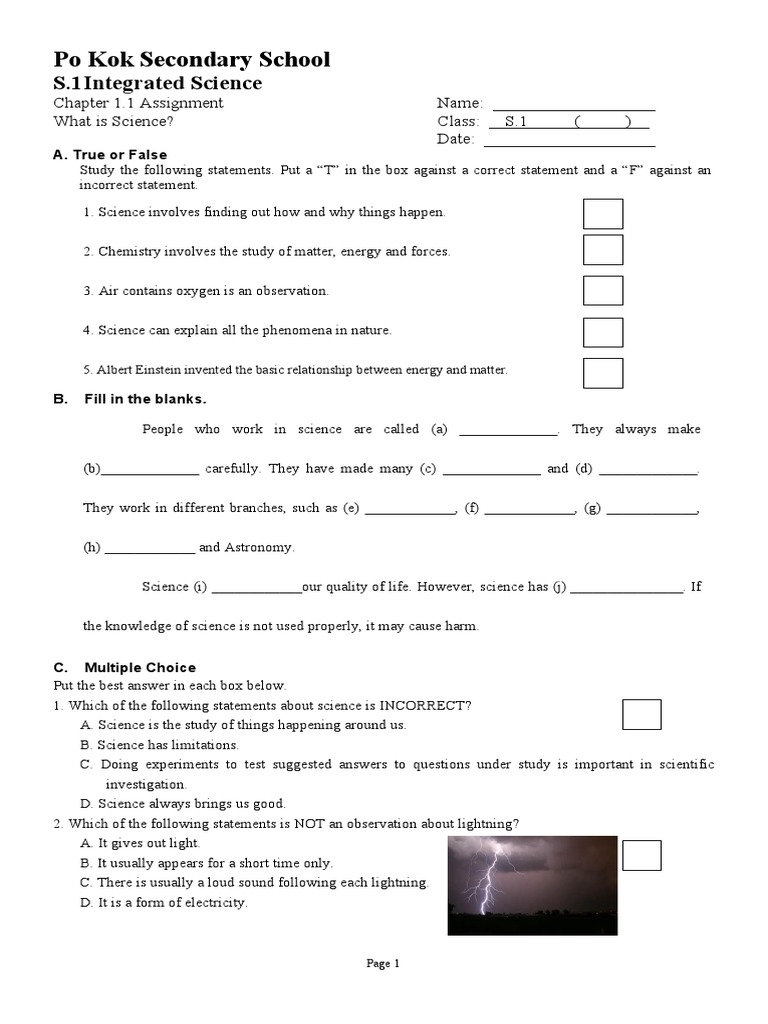 PoKokSS S1 Assignments What Is Science | PDF | Optical Fiber | Science