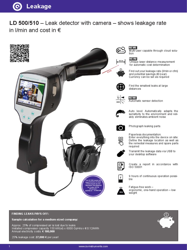Data Sheet - LD 500-510 Leak Detector With Camera | PDF | Leak | Sensor