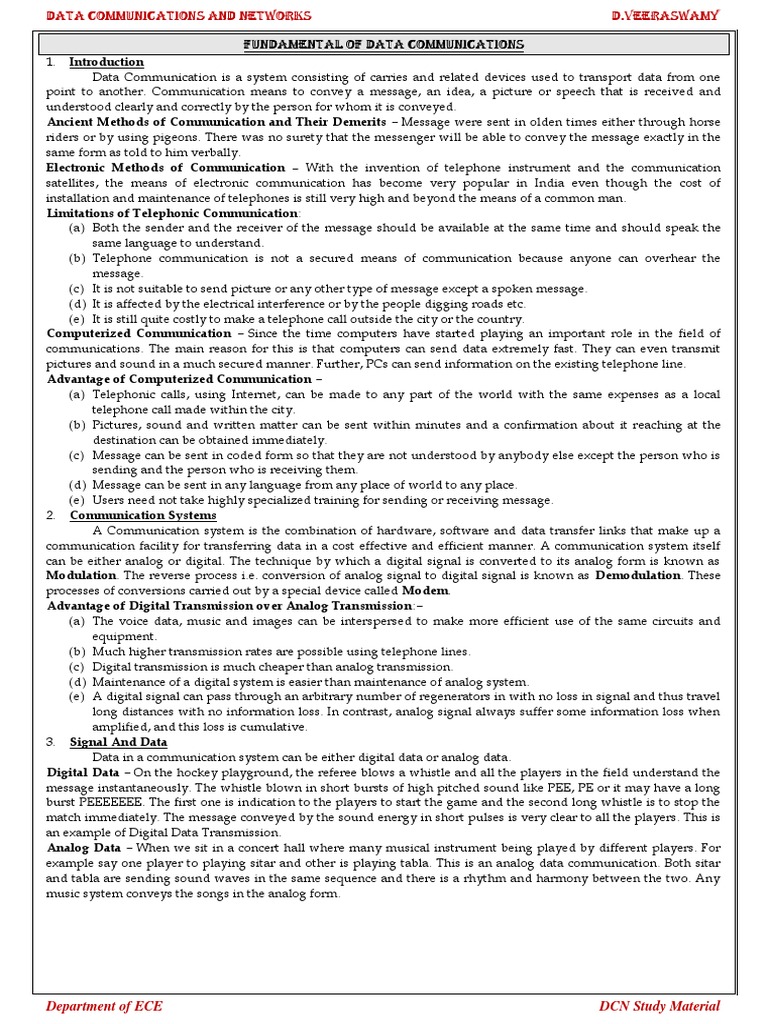 Data Communication Fundamentals Guide | PDF | Transmission Medium ...