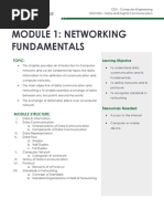 Module 1: Networking Fundamentals: Topic: Learning Objective