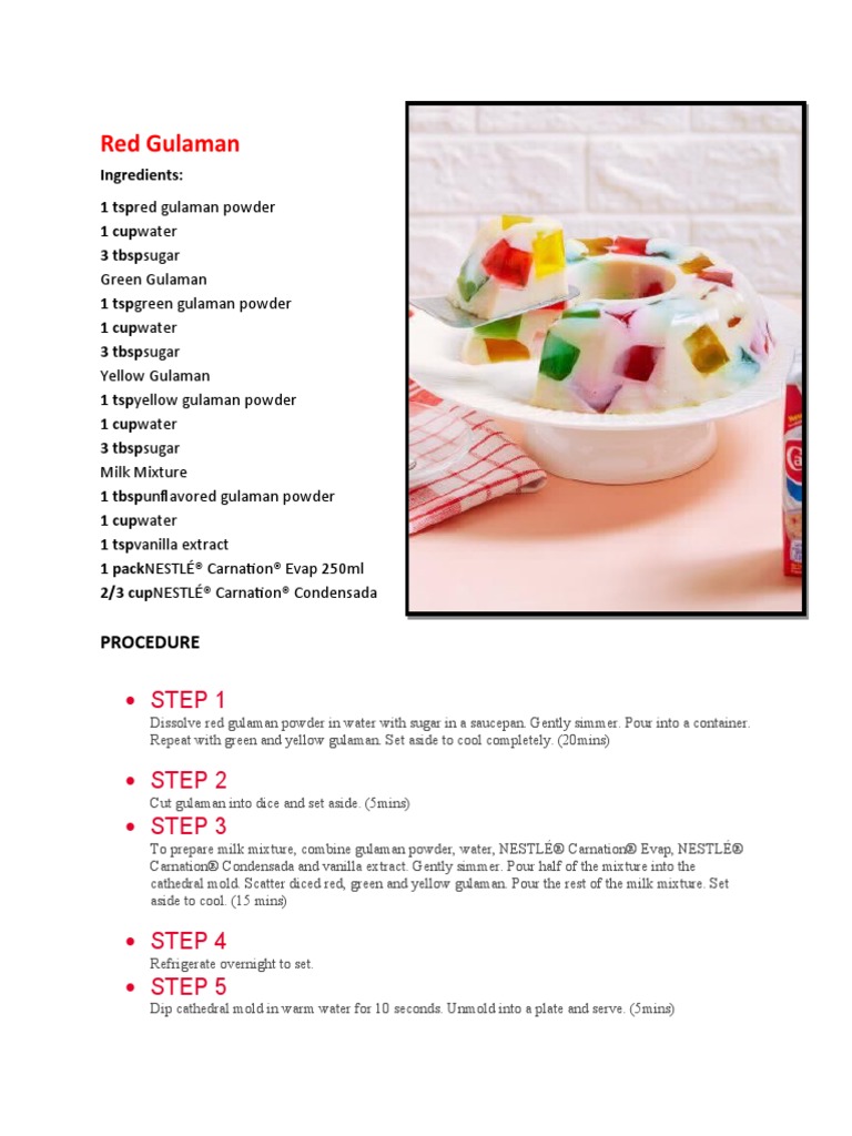 A Recipe for Colorful Gulaman Jelly Instructions for Creating Red