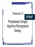 Pertemuan 13: Penyelesaian Dengan Algoritma Pemrograman Greedy