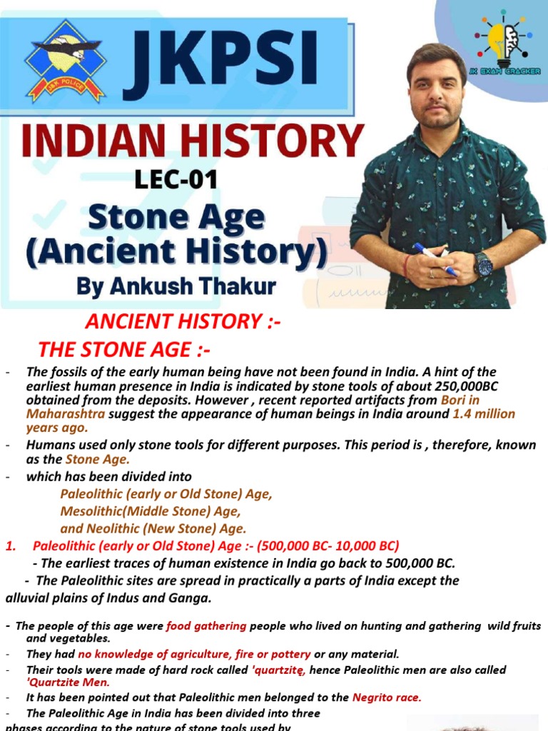 Ancient Indian Stone Age Overview | PDF | Paleolithic | Stone Age