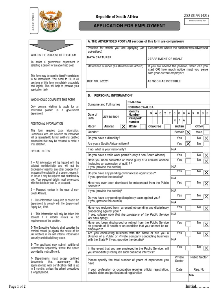 New Editable Z83 Form Instructions | PDF | Government | Justice