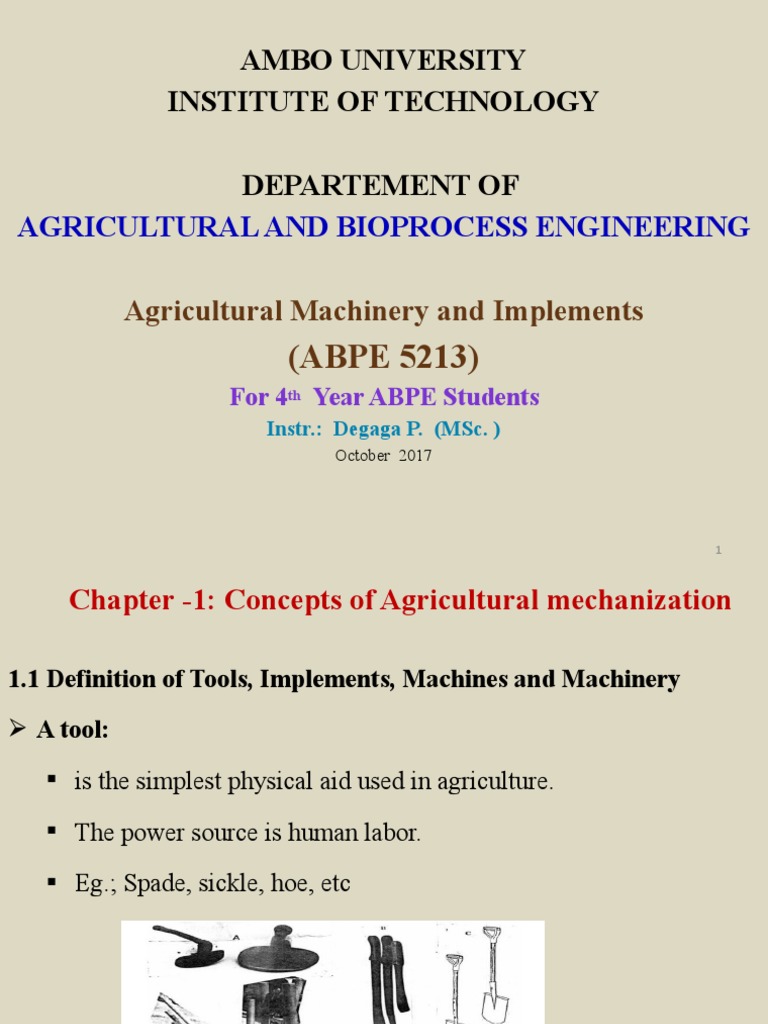 Introduction To Agricultural Mechanization PDF Mechanization
