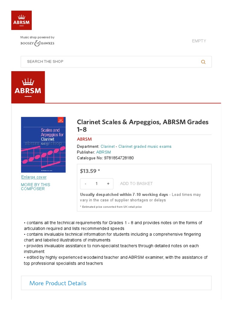 ABRSM - Clarinet Scales & Arpeggios, ABRSM Grades 1-8 | PDF