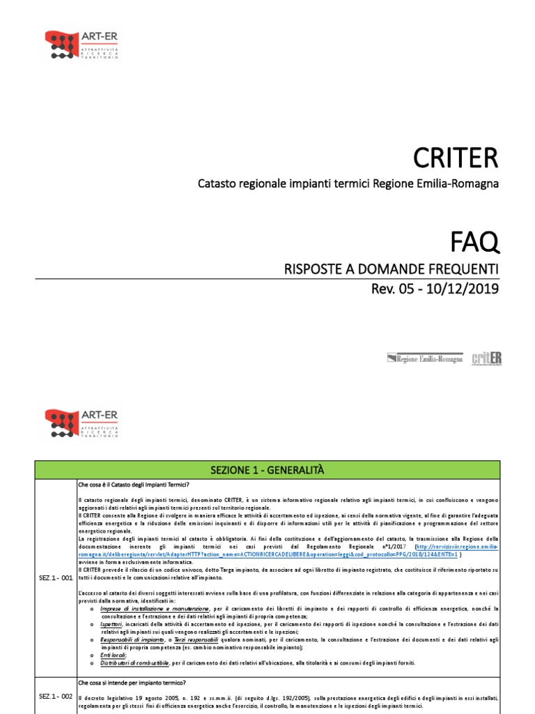 FAQ CRITER - Versione 05 | PDF
