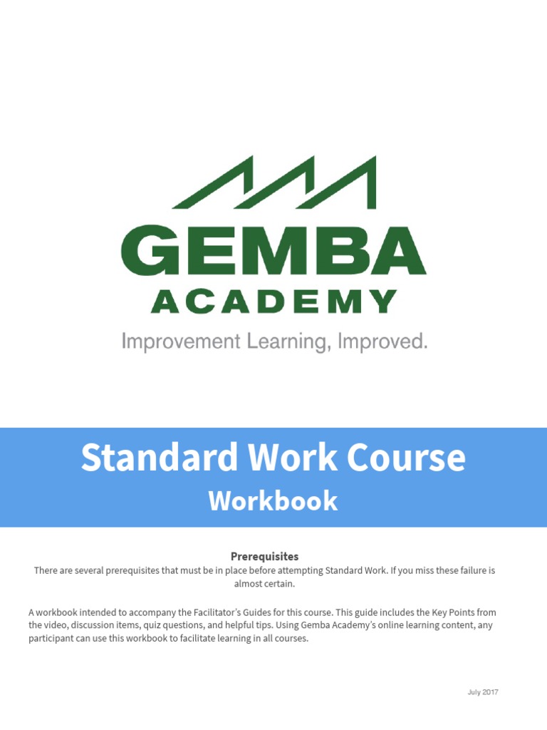 Standard Work Course: Workbook | PDF | Learning | Behavior Modification