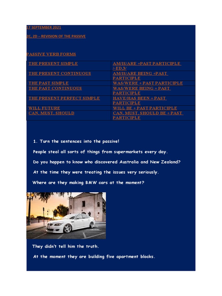 17 SEPTEMBER 2021 2C, 2D - Revision of The Passive | PDF