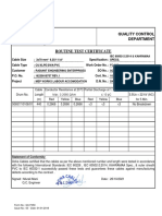 Quality Control Test Certificate