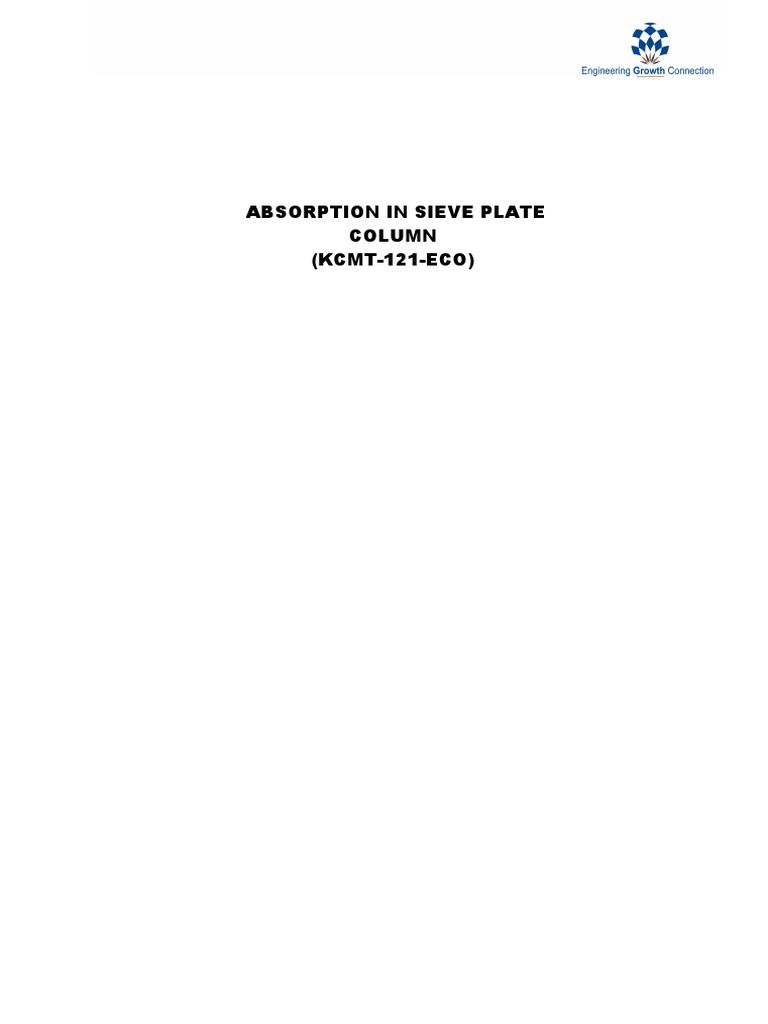 Absorption in Sieve Plate PDF Chemistry Physical Sciences