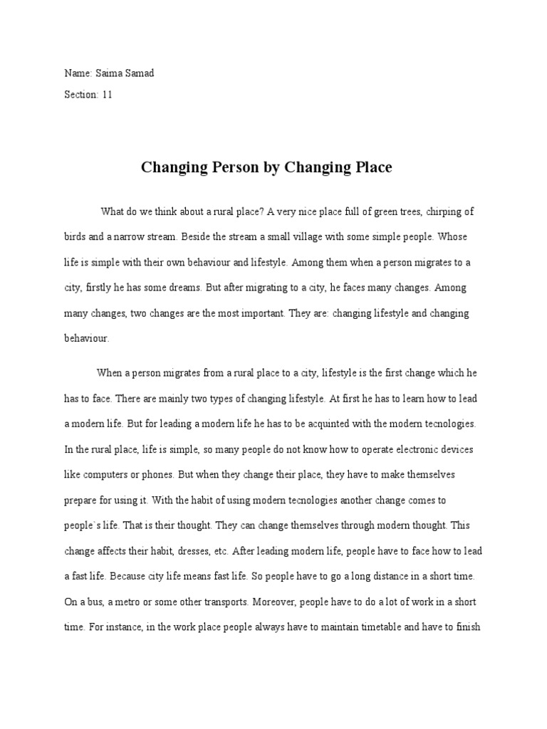 Changing Person by Changing Place | PDF | Human Nature | Psychological ...