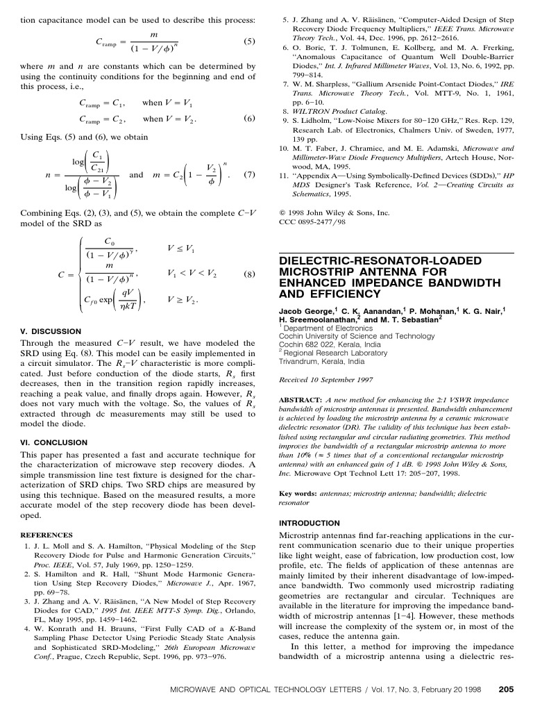 Enhanced Impedance Bandwidth and Efficiency of Microstrip Antennas