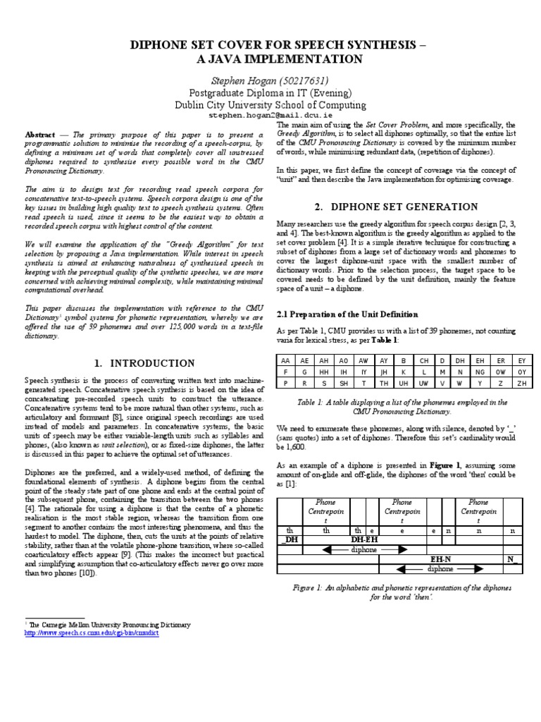 Diphone Set Cover For Speech Synthesis A Java Implementation PDF