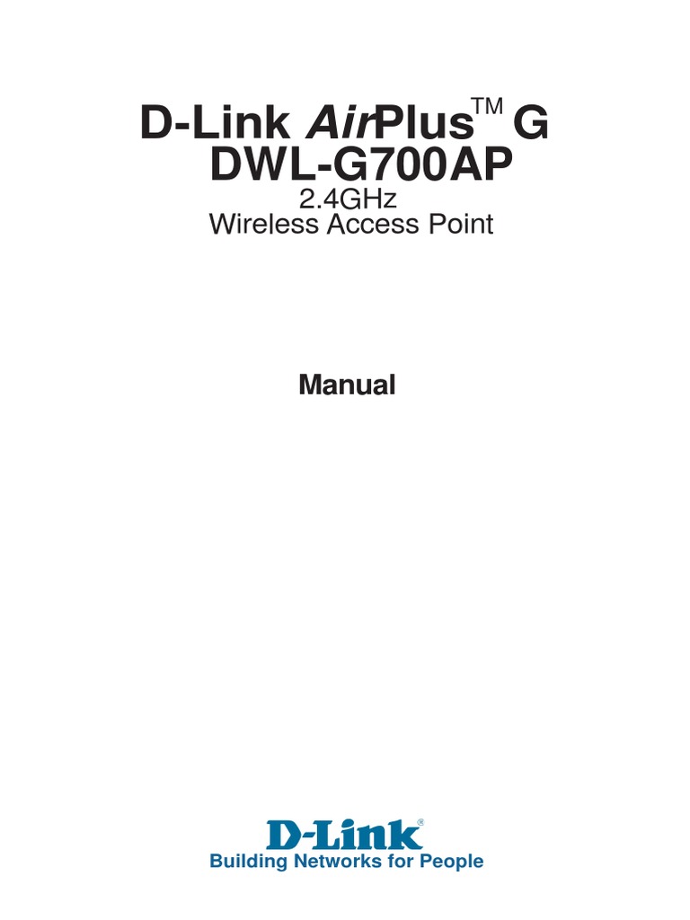 DwlG700Ap DLink Airplus G 2.4Ghz Wireless Access Point PDF Ip