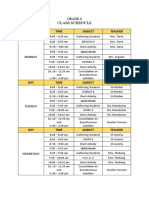 Grade 6 Class Schedule