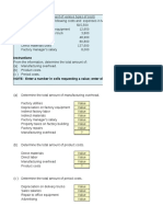 Determine total costs and prepare partial financial statements