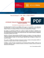 Nota de Prensa #549 - 2021 - Autoridades Trabajan para Extinguir Incendio Forestal en El Distrito de Chiguata (Arequipa)