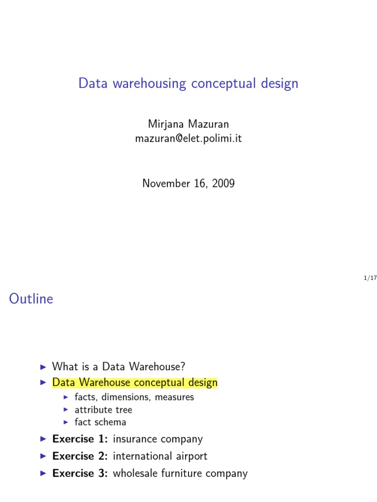 2 Data Warehouse Conceptual Design | PDF | Data Warehouse | Conceptual