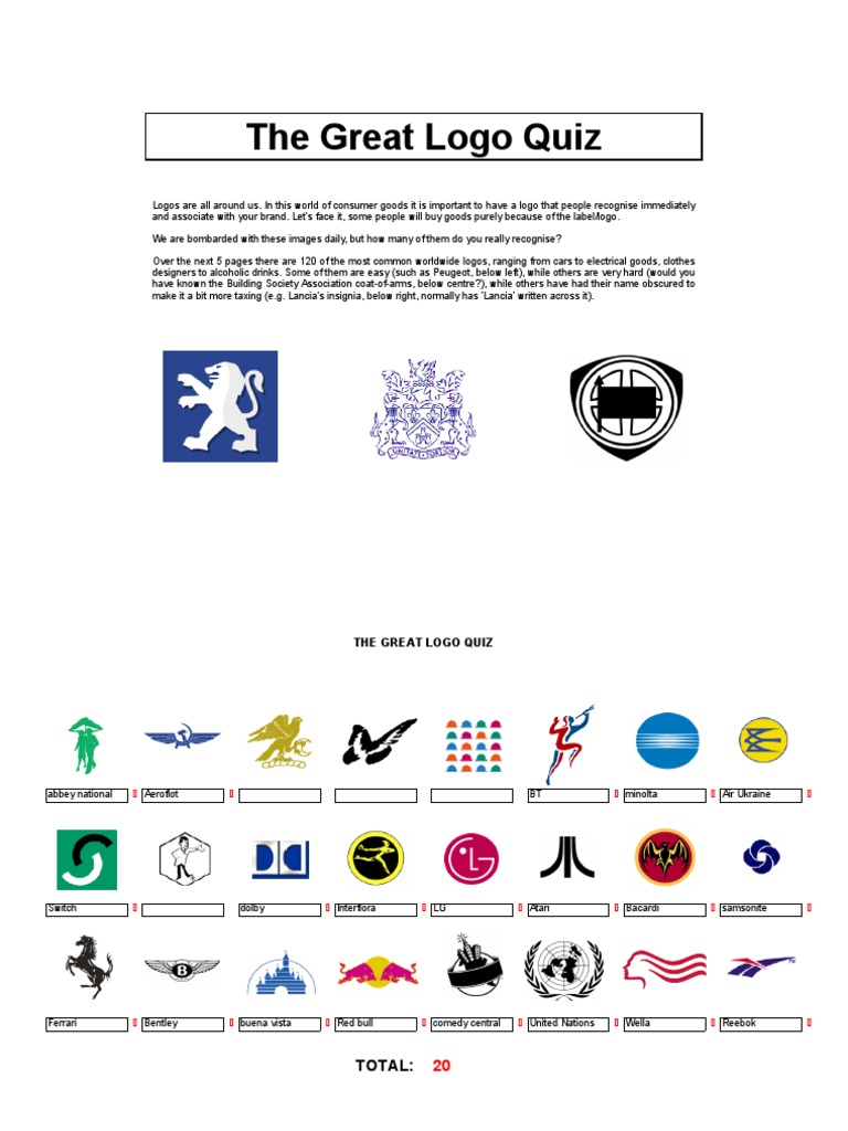 Logo Quiz PDF Motor Vehicle Motor Vehicle Manufacturers