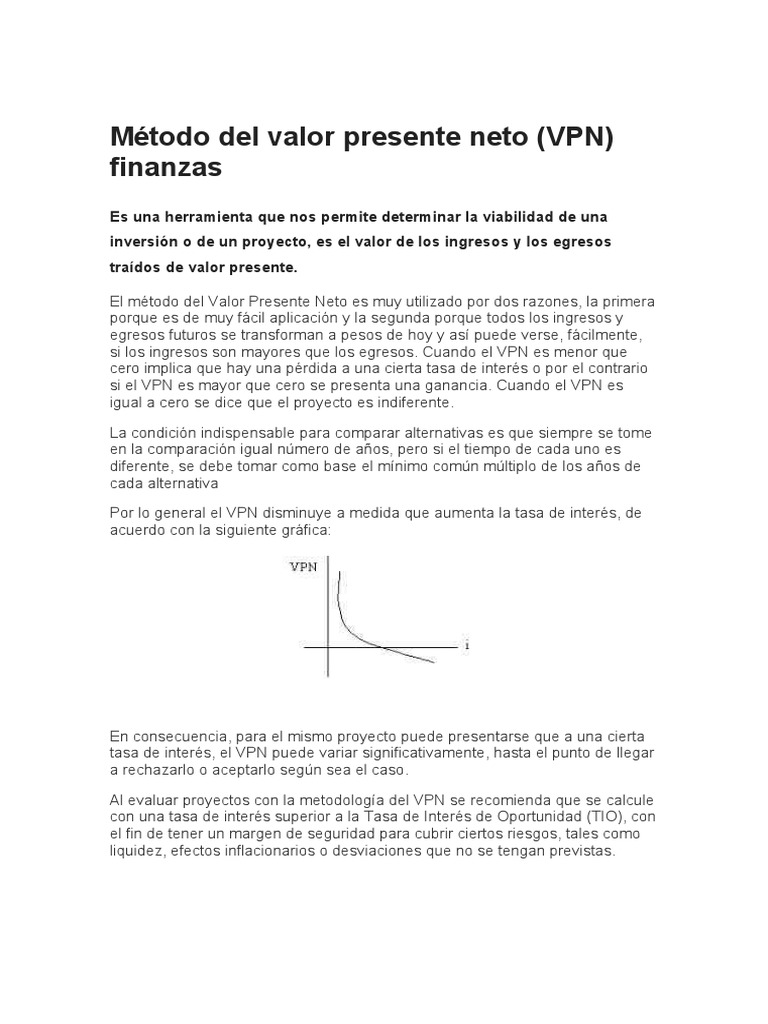 VPN Valor Presente Neto | PDF | Valor presente neto | Tasas de interés