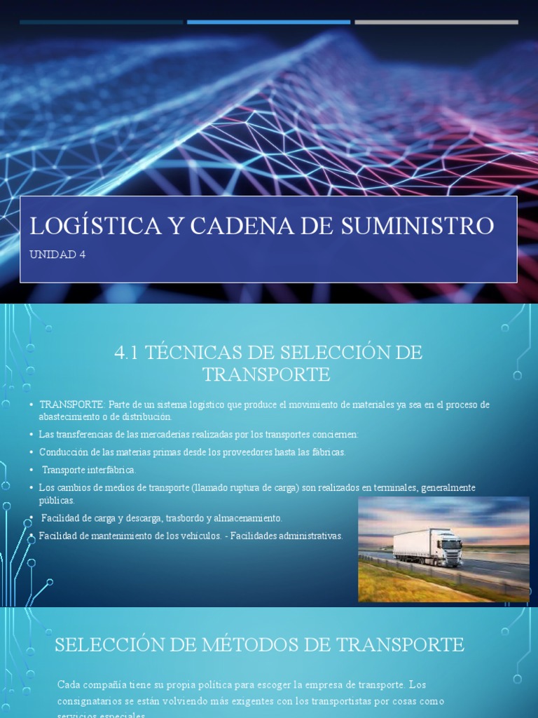 Logística y Cadena de Suministro U4 | PDF | Logística | Transporte