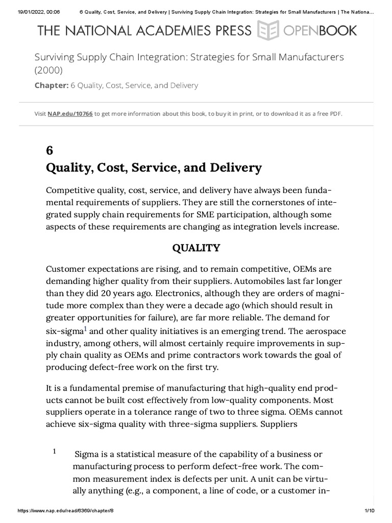 6 Quality, Cost, Service, and Delivery Surviving Supply Chain