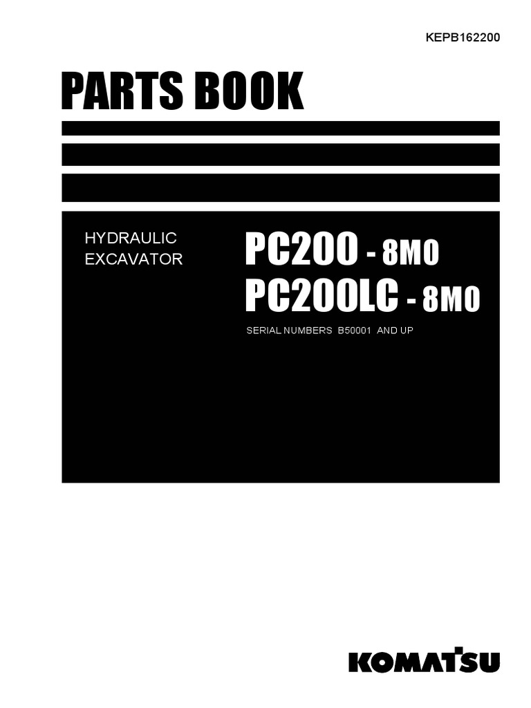 KOMATSU PC200 PC220 部品明細書 パーツカタログ Catálogo de Peças - Escavadeira PC200-8M0 (KEPB162200) BX | PDF
