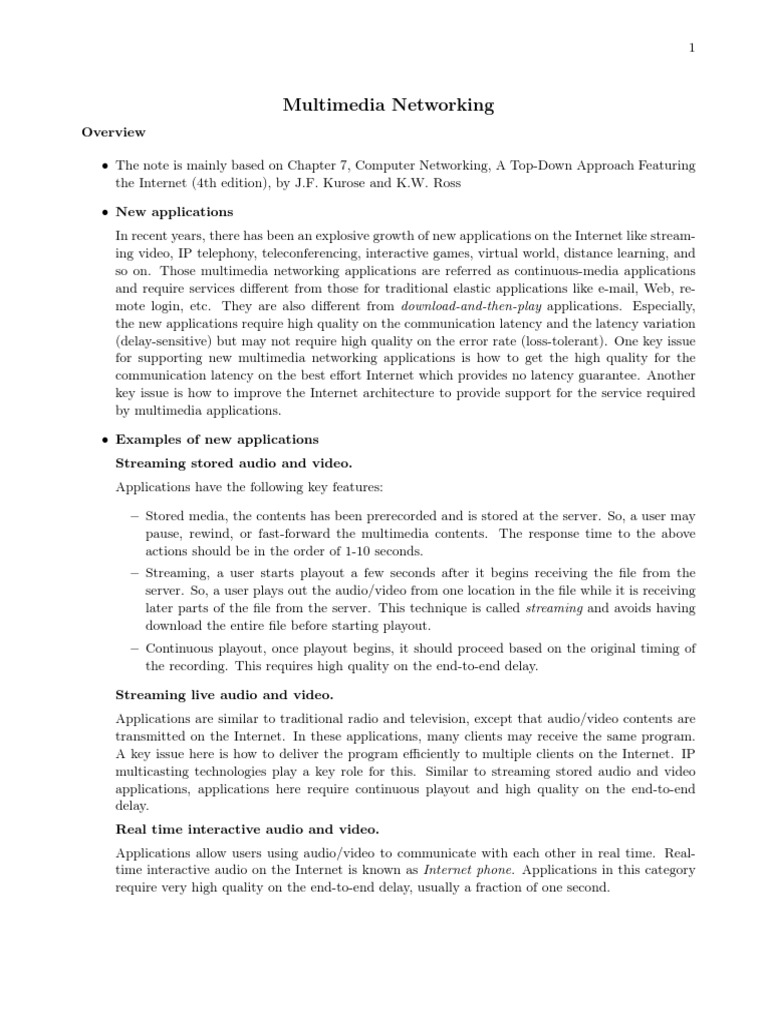Multimedia Networking Challenges and Solutions | PDF | Quality Of ...