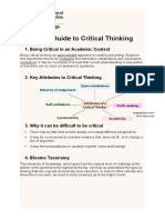 Quick Guide To Critical Thinking: 1. Being Critical in An Academic Context