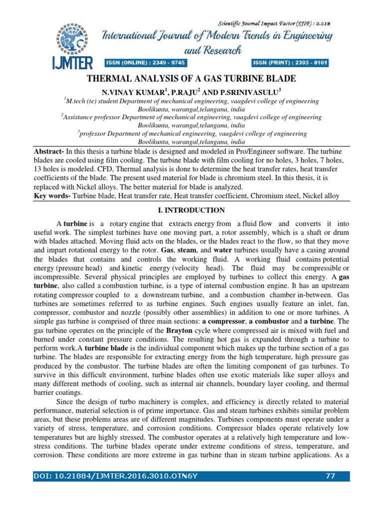 Thermal Analysis of A Gas Turbine Blade | PDF | Gas Turbine | Turbine