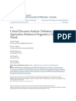Critical Discourse Analysis: Definition, Approaches, Relation To Pragmatics, Critique, and Trends