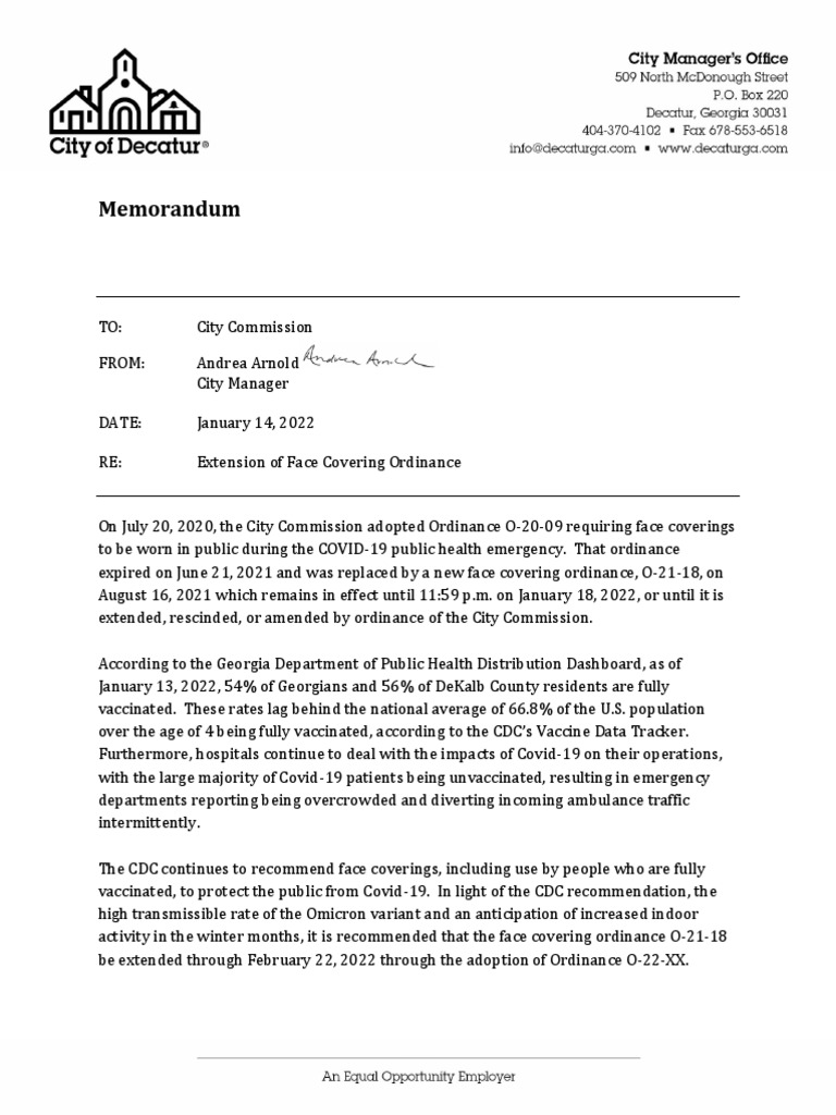 Decatur Mask Ordinance PDF Centers For Disease Control And