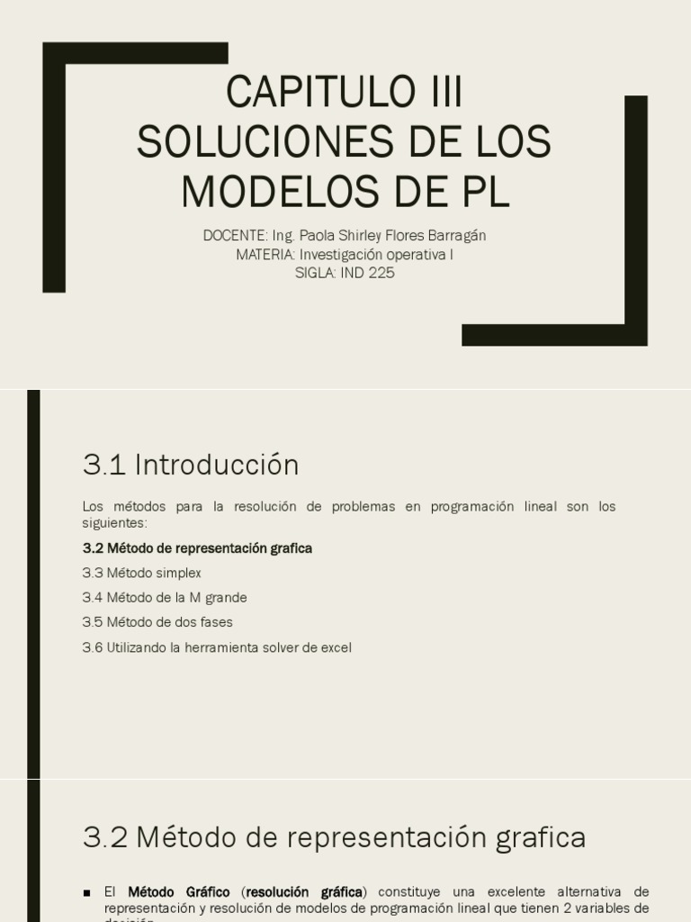 Capitulo Iii Soluciones de Los Modelos de PL | PDF | Programación ...