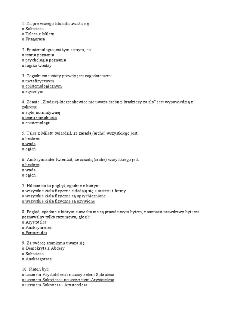 TEST Z Filozofii | PDF