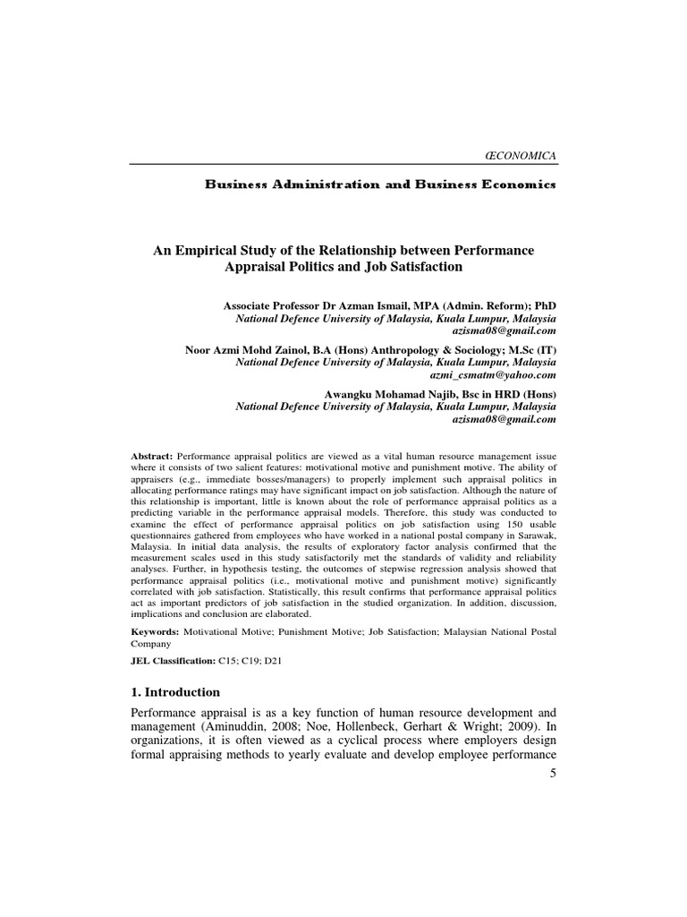 An Empirical Study of The Relationship Between Performance Appraisal ...